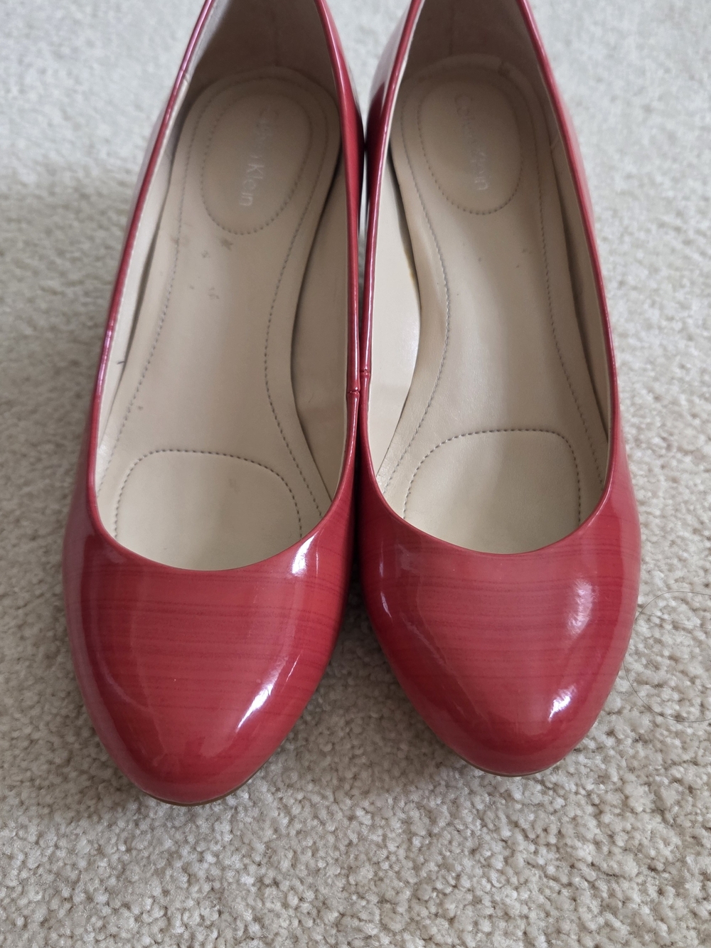 Calvin Klein Red Patent Round-Toe 2" Wedge